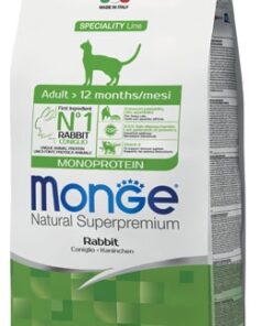 Monge Adult Cat Monoprotein Coniglio è un alimento per gatti completo e bilanciato, formulato per soddisfare le esigenze nutrizionali degli gatti adulti.