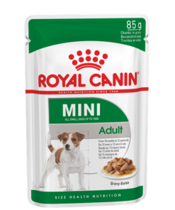 Royal Canin Mini Adult è costituito da deliziosi bocconcini in umido adatti a cani di adulti di taglia mini (tra 1 e 10 kg) dai 10 mesi a 12 anni di età.