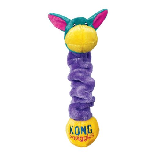 Kong Squiggles sono giocattoli interattivi e divertenti per cani dal design colorante e accattivante con un fischietto all'interno per invogliare il gioco.