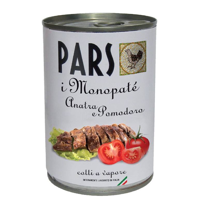 pars-monopate-anatra-e-pomodoro-per-cani-e-gatti Pars Monopatè Anatra e Pomodoro è un ottimo alimento complementare umido a base di anatra e pomodoro, cotto a vapore adatto a cani,gatti, uccelli e rettili.