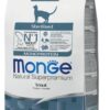 Monge Sterilised Monoprotein Trota è un alimento secco completo formulato per soddisfare le esigenze nutrizionali dei gatti adulti sterilizzati.