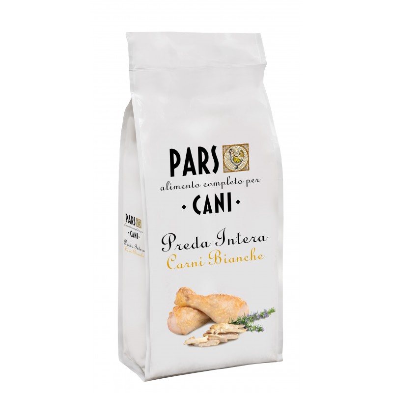 pars-preda-intera-carni-bianche Pars Preda Intera Carni Bianche è un alimento secco completo e bilanciato, progettato per soddisfare le esigenze nutrizionali dei cani di tutte le taglie e razze.