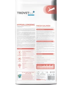 Trovet Sterilised Hypoallergenic Salmone Fresco è un alimento dietetico completo per gatti sterilizzati, progettato per ridurre le intolleranze alimentari.