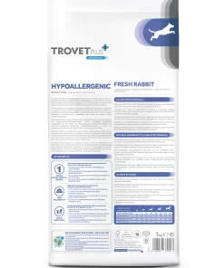 Trovet Plus Hypoallergenic Adult Coniglio è un alimento secco ipoallergenico per cani adulti con allergie o intolleranze alimentari.