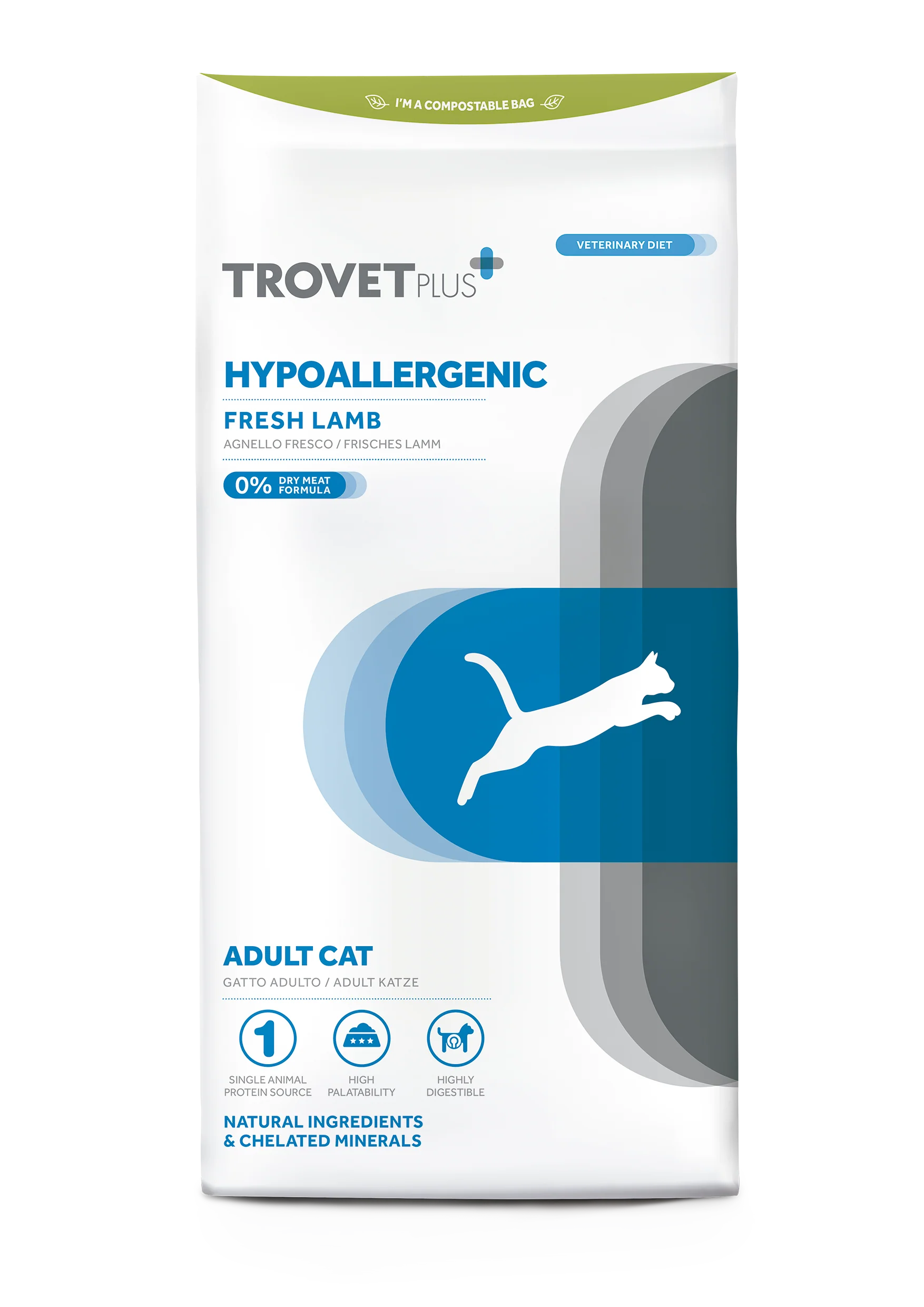 Trovet Hypoallergenic Agnello Fresco Gatto Trovet Hypoallergenic Agnello Fresco è un alimento per gatti adulti formulato per ridurre le intolleranze alimentari grazie alla sua formula ipoallergenica.