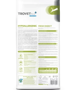 Trovet Hypoallergenic Insetti Freschi è un alimento secco ipoallergenico a base di insetti formulato per ridurre le intolleranze alimentari nei gatti adulti