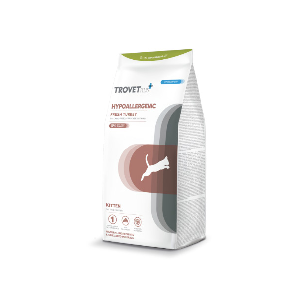 Trovet Kitten Hypoallergenic Tacchino Fresco Trovet Kitten Hypoallergenic Tacchino Fresco è un alimento per gattini a base di tacchino fresco formulato per ridurre la probabilità di reazioni allergiche o intolleranze.