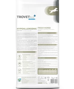 Trovet Plus Hypoallergenic Adult al Cavallo è un alimento secco ipoallergenico di altà qualità per cani adulti con allergie o intolleranze alimentari.