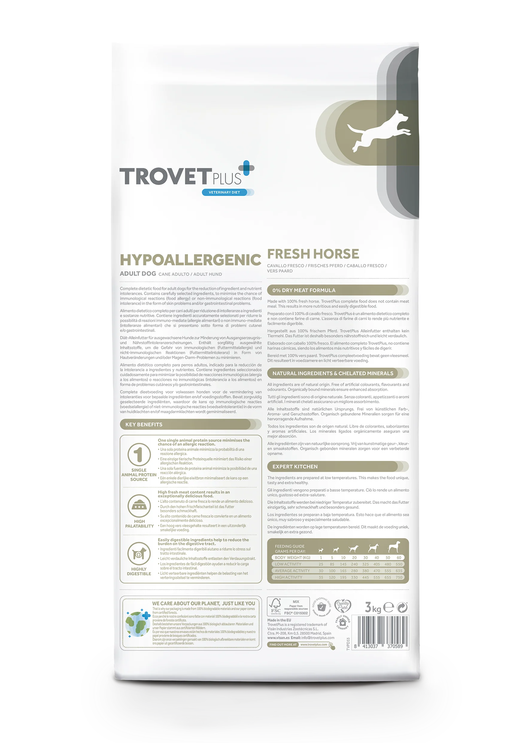 tROVET HYPOALLERGENIC CAVALLO Trovet Plus Hypoallergenic Adult al Cavallo è un alimento secco ipoallergenico di altà qualità per cani adulti con allergie o intolleranze alimentari.