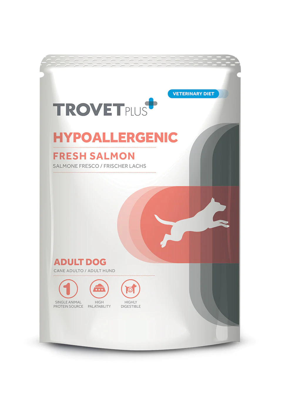 Trovet Plus Umido Hypoallergenic Adult Umido al Salmone Trovet Plus Umido Hypoallergenic Adult Umido al Salmone Fresco è un alimento umido ipoallergenico per cani con allergie o intolleranze alimentari.