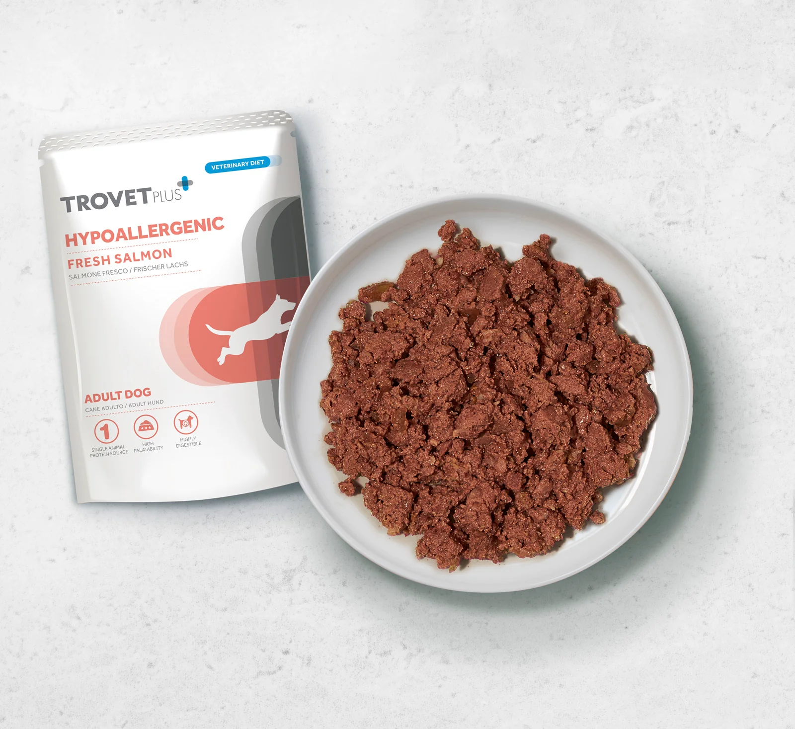 Trovet Plus Umido Hypoallergenic Adult Umido al Salmone Trovet Plus Umido Hypoallergenic Adult Umido al Salmone Fresco è un alimento umido ipoallergenico per cani con allergie o intolleranze alimentari.