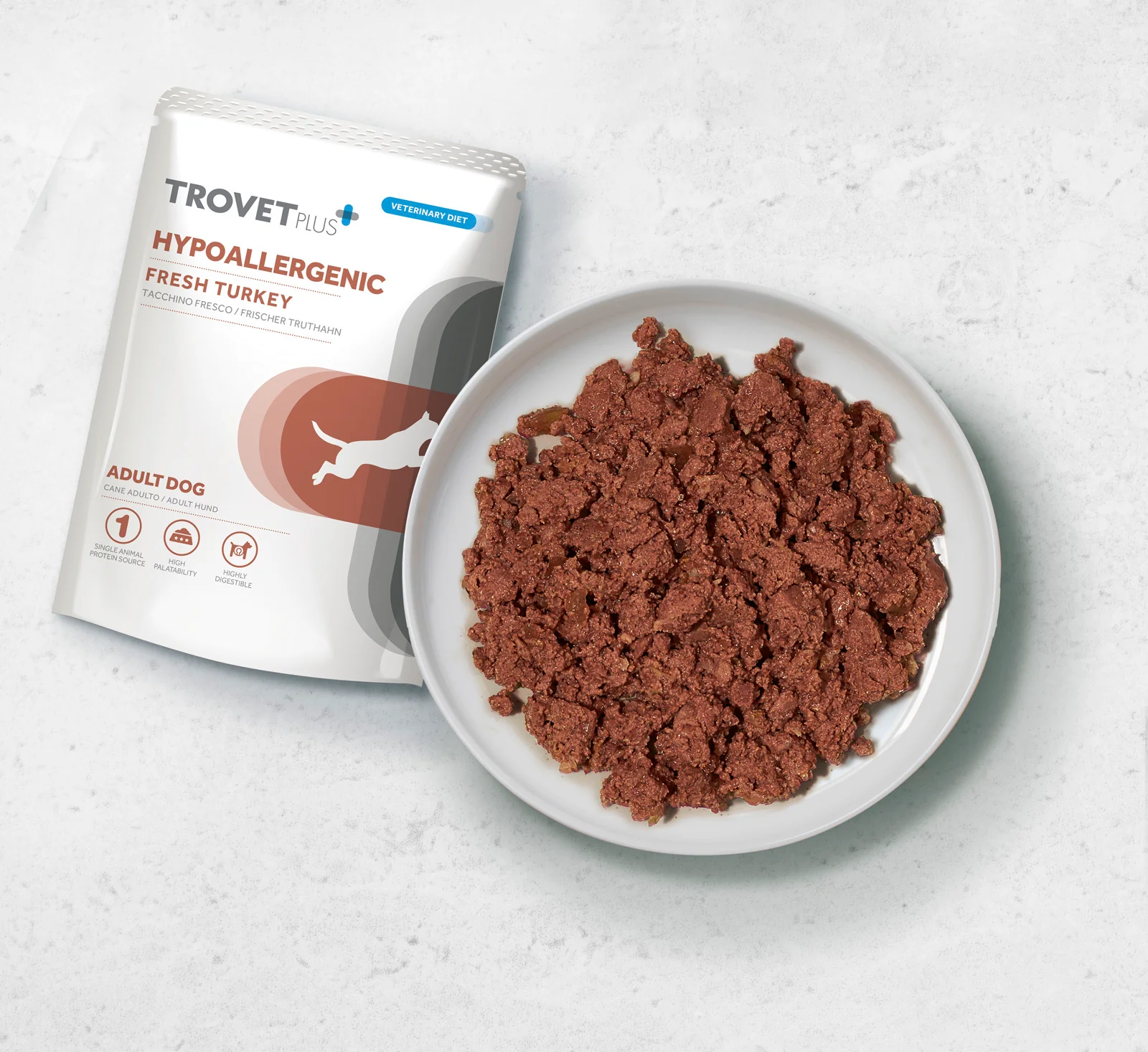 Trovet Plus Umido Hypoallergenic Adult Umido al Tacchin Trovet Plus Umido Hypoallergenic Adult Umido al Tacchino è un alimento umido ipoallergenico per cani con allergie o intolleranze alimentari.