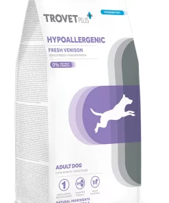 Trovet Plus Hypoallergenic Adult Cervo è un alimento secco ipoallergenico a base di cervo di alta qualità adatto a cani adulti con allergie alimentari.