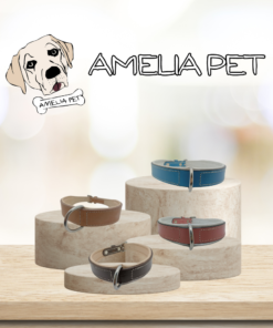 Collare Harmony Amelia Pet In Cuoio Con Cuciture Bianche -